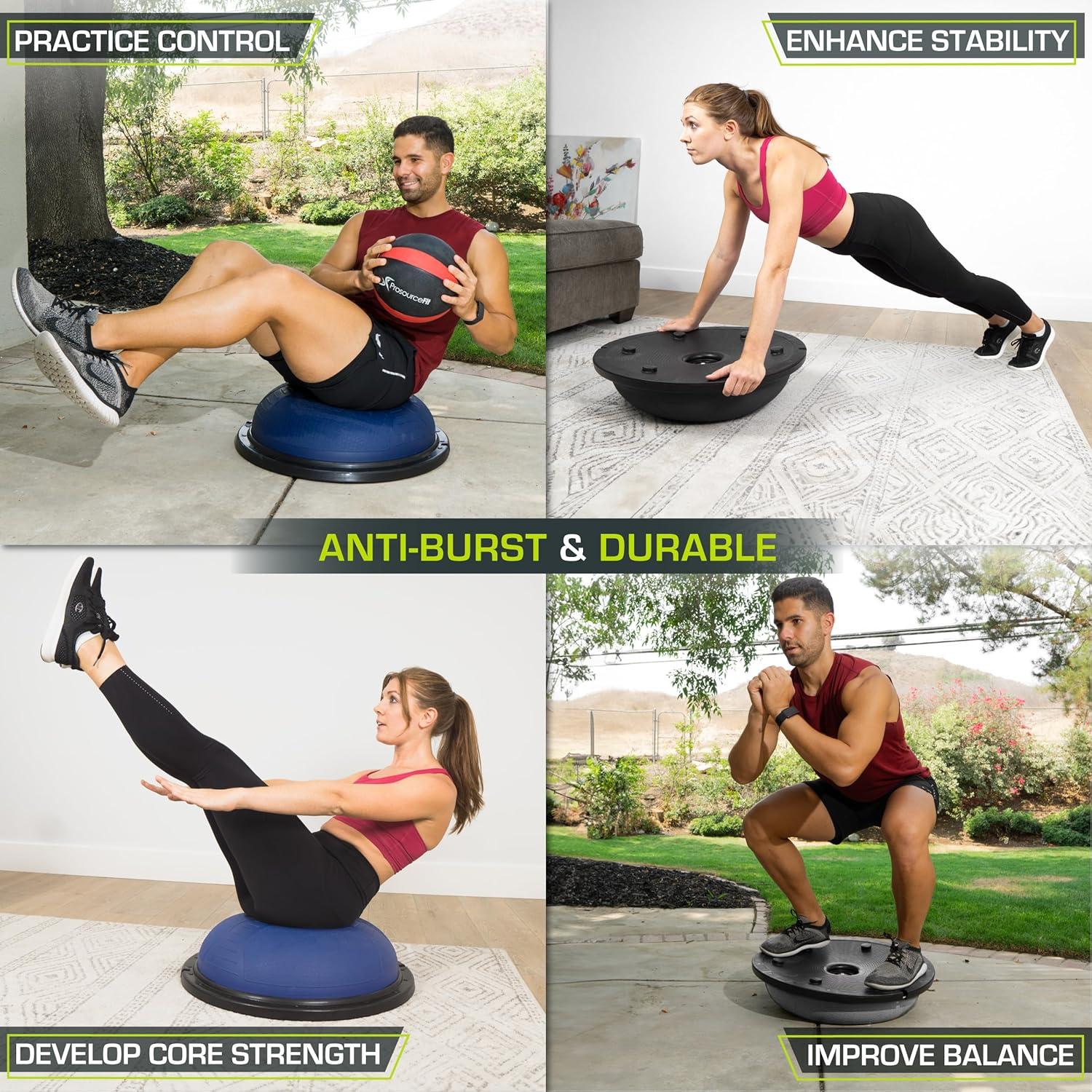 image:imageProsourceFit Balance Trainer Stability Exercise Half Ball with Resistance Bands and Pump for Yoga Aerobics Home Gym WorkoutBlack