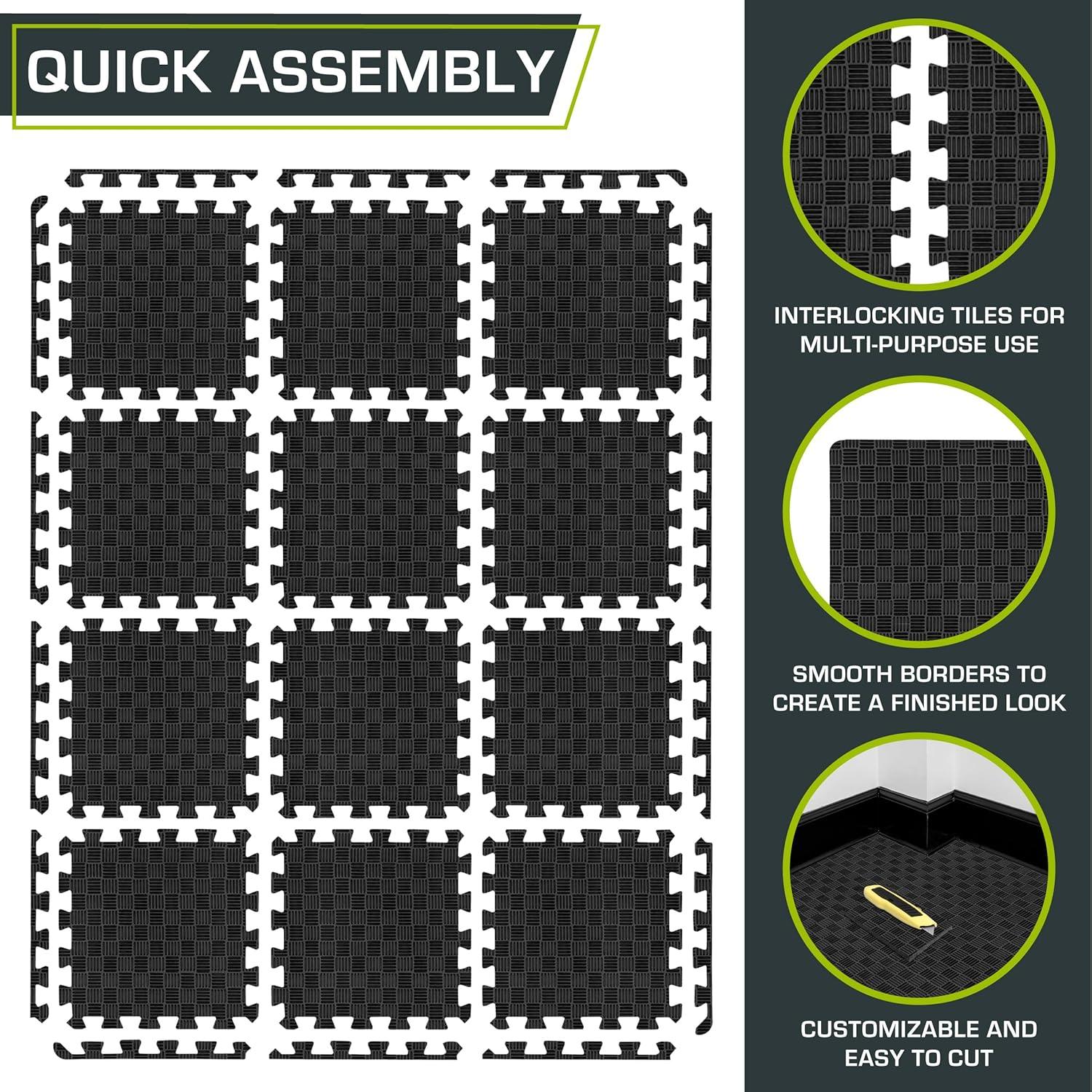 image:imageProsourceFit Exercise Puzzle Mat in Checkered EVA Foam Floor Tiles wNonSlip Texture Gym Mat wInterlocking Foam Tiles for Adjustable Surface Shock Absorbing Waterproof Gym Flooring RedBlack 12 Inch 12 Tiles 12 Sq Ft