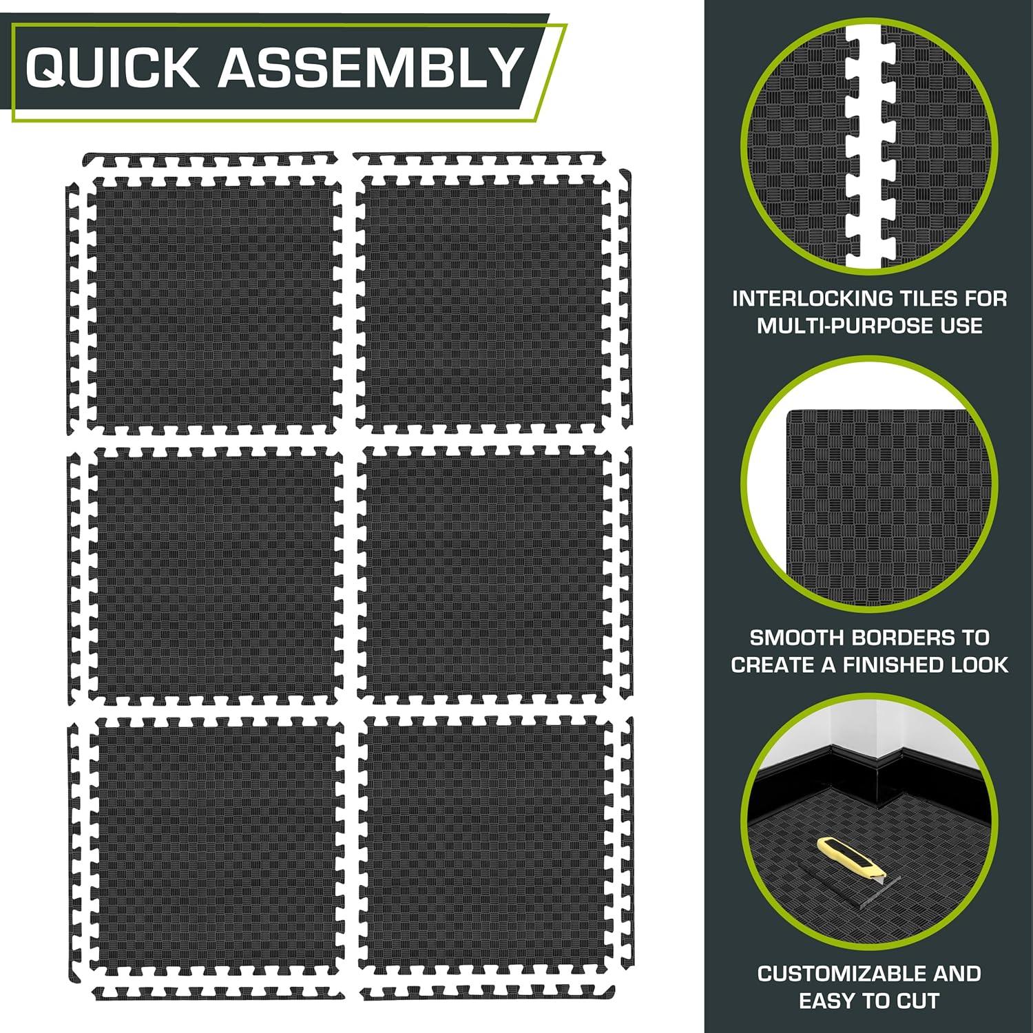 image:imageProsourceFit Exercise Puzzle Mat in Checkered EVA Foam Floor Tiles wNonSlip Texture Gym Mat wInterlocking Foam Tiles for Adjustable Surface Shock Absorbing Waterproof Gym Flooring RedBlack 1 Inch 6 Tiles 24 Sq Ft