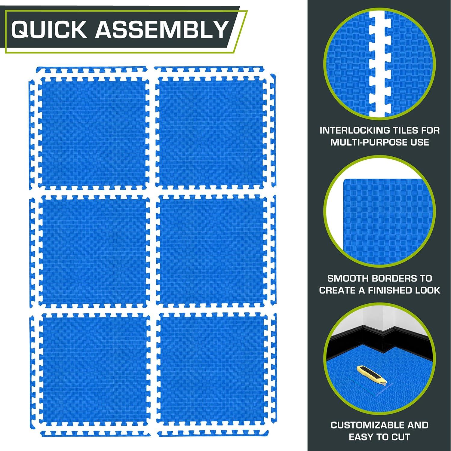 image:imageProsourceFit Exercise Puzzle Mat in Checkered EVA Foam Floor Tiles wNonSlip Texture Gym Mat wInterlocking Foam Tiles for Adjustable Surface Shock Absorbing Waterproof Gym Flooring RedBlue 1 Inch 6 Tiles 24 Sq Ft