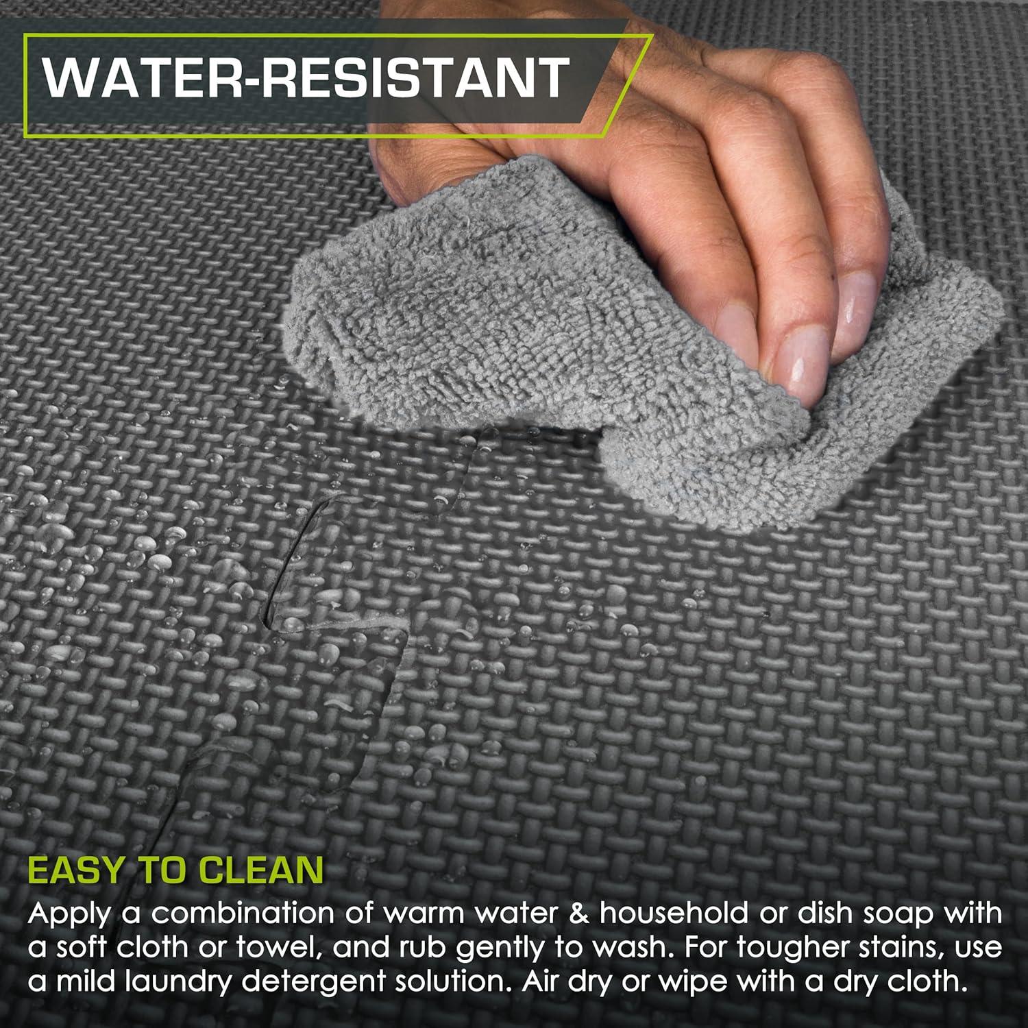 image:imageProsourceFit Extra Thick Puzzle Exercise Mat and 1 EVA Foam Interlocking Tiles for Protective Cushioned Workout Flooring for Home and Gym EquipmentGrey 1 Inch 24 Sq Ft 6 Tiles