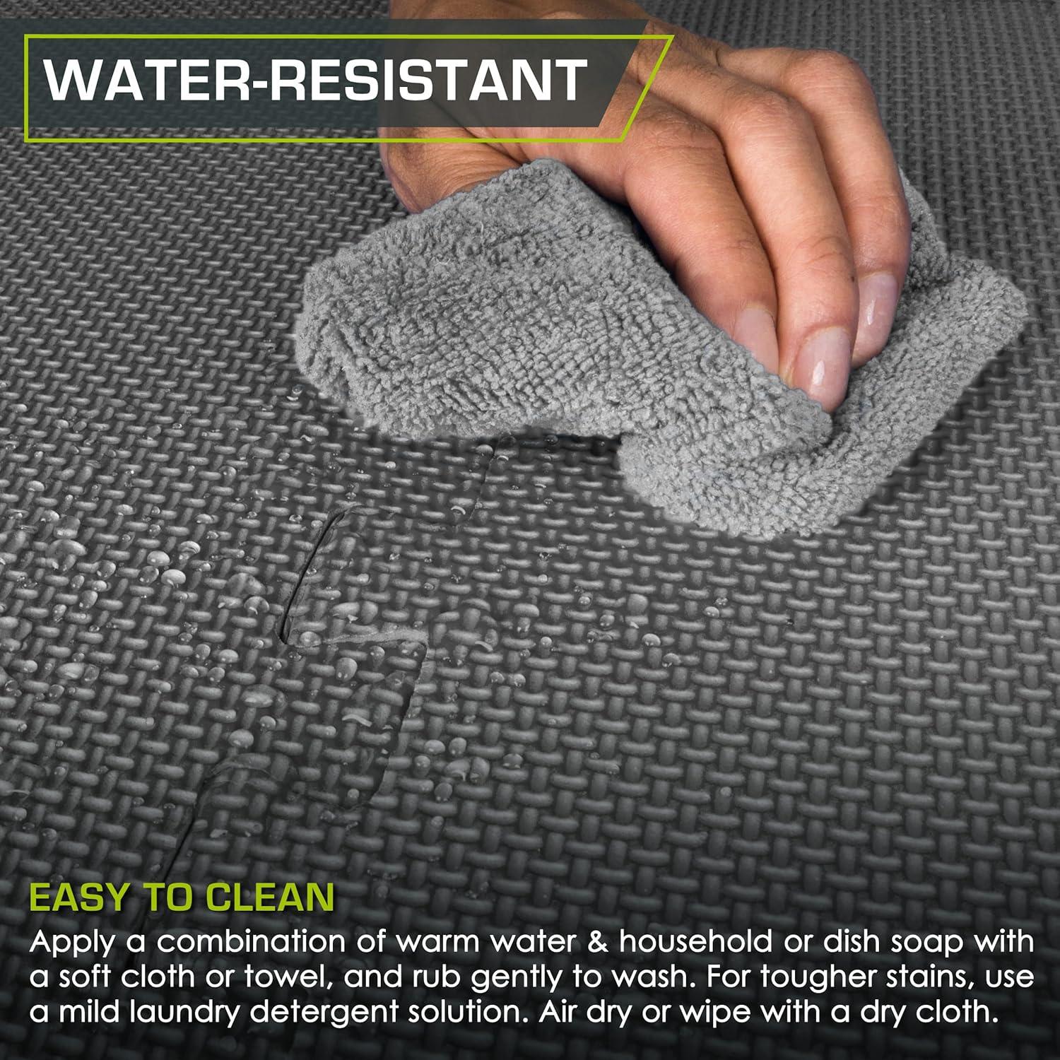 image:imageProsourceFit Extra Thick Puzzle Exercise Mat and 1 EVA Foam Interlocking Tiles for Protective Cushioned Workout Flooring for Home and Gym EquipmentGrey 34 Inch 96 Sq Ft 24 Tiles