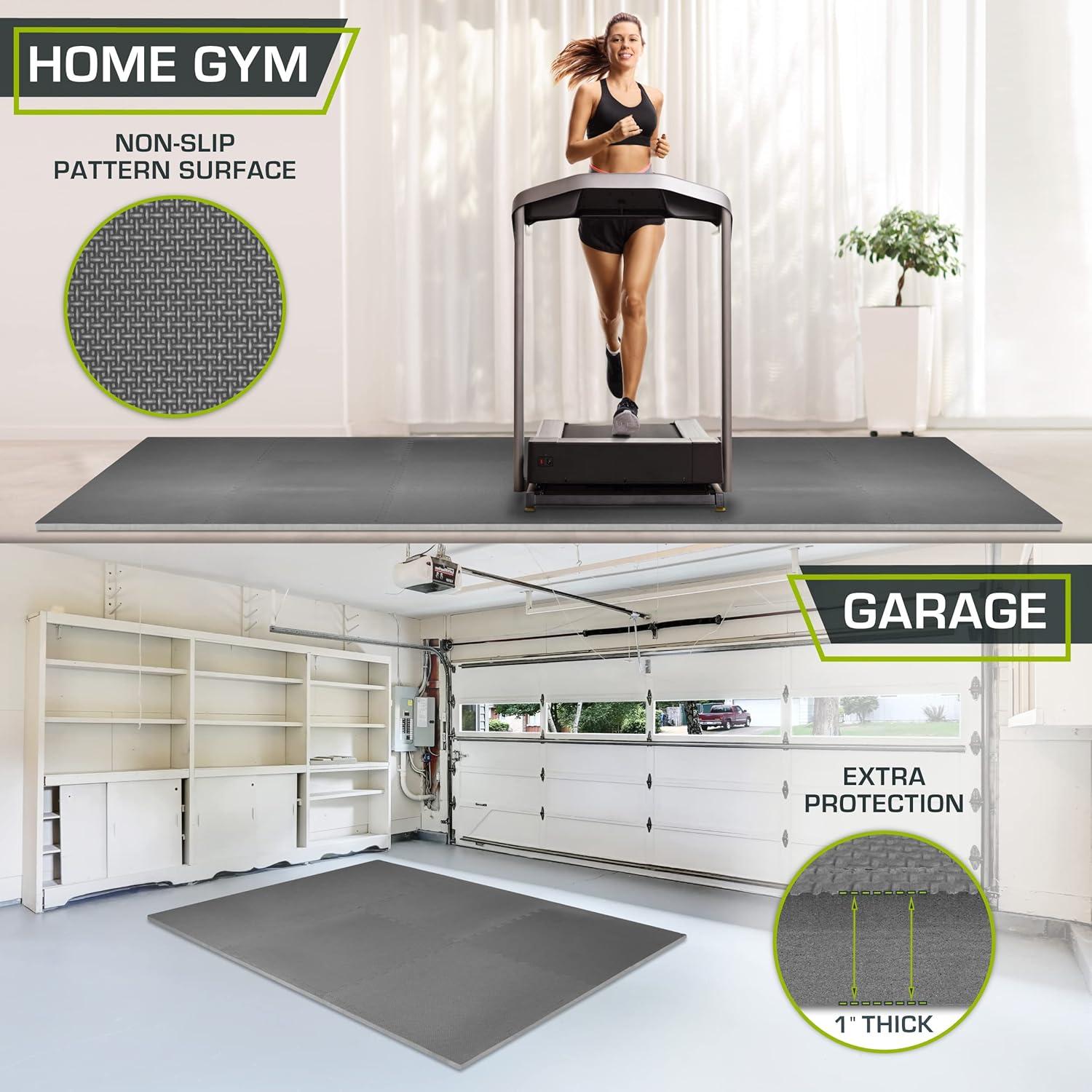 image:imageProsourceFit Extra Thick Puzzle Exercise Mat and 1 EVA Foam Interlocking Tiles for Protective Cushioned Workout Flooring for Home and Gym EquipmentGrey 1 Inch 72 Sq Ft 18 Tiles
