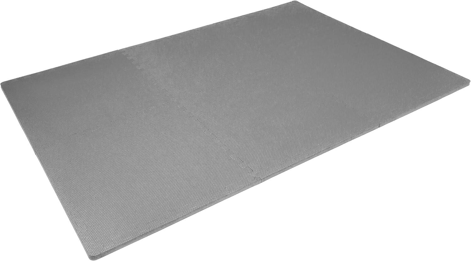 image:imageProsourceFit Extra Thick Puzzle Exercise Mat and 1 EVA Foam Interlocking Tiles for Protective Cushioned Workout Flooring for Home and Gym EquipmentGrey 34 Inch 24 Sq Ft 6 Tiles