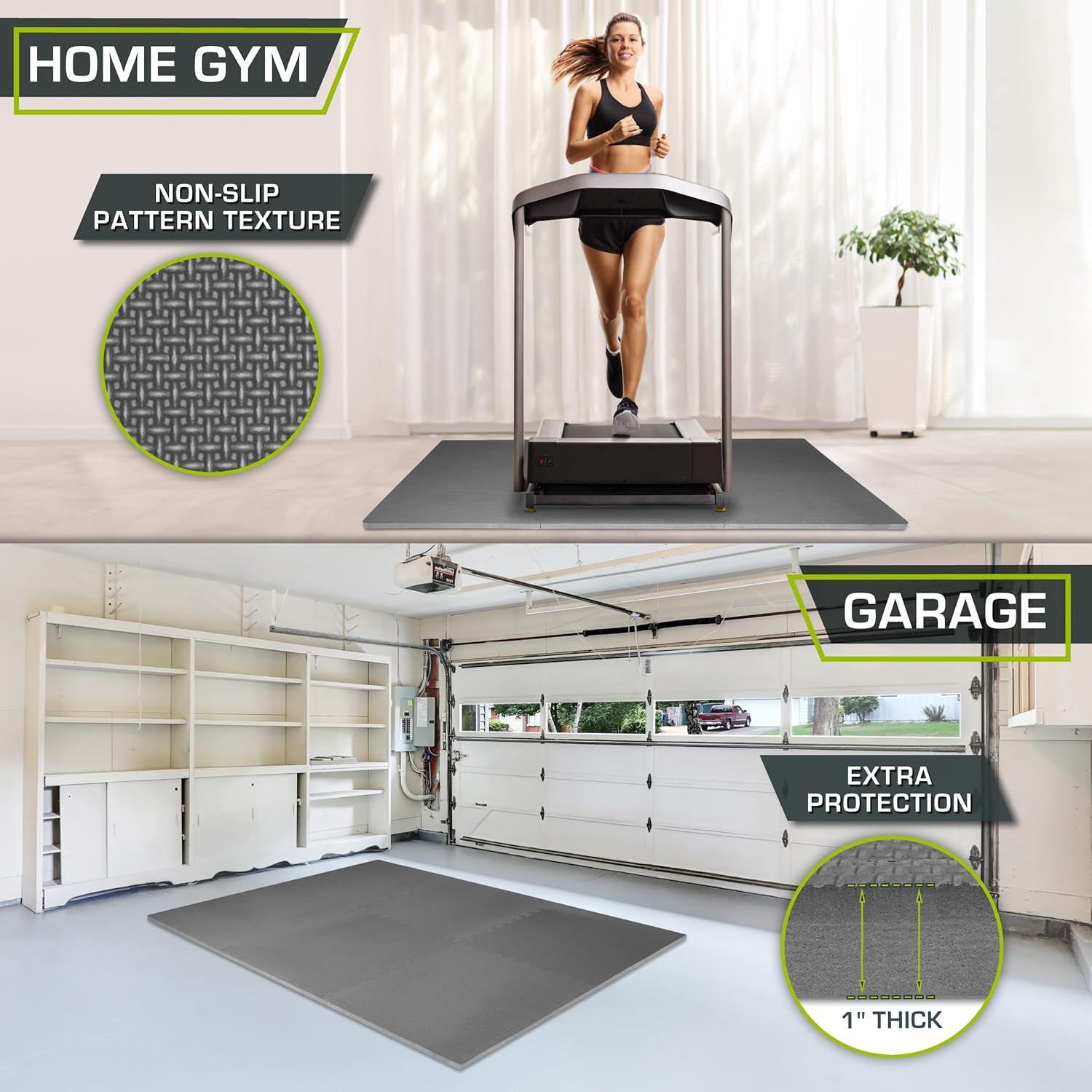 image:imageProsourceFit Extra Thick Puzzle Exercise Mat and 1 EVA Foam Interlocking Tiles for Protective Cushioned Workout Flooring for Home and Gym EquipmentGrey 1 Inch 24 Sq Ft 6 Tiles