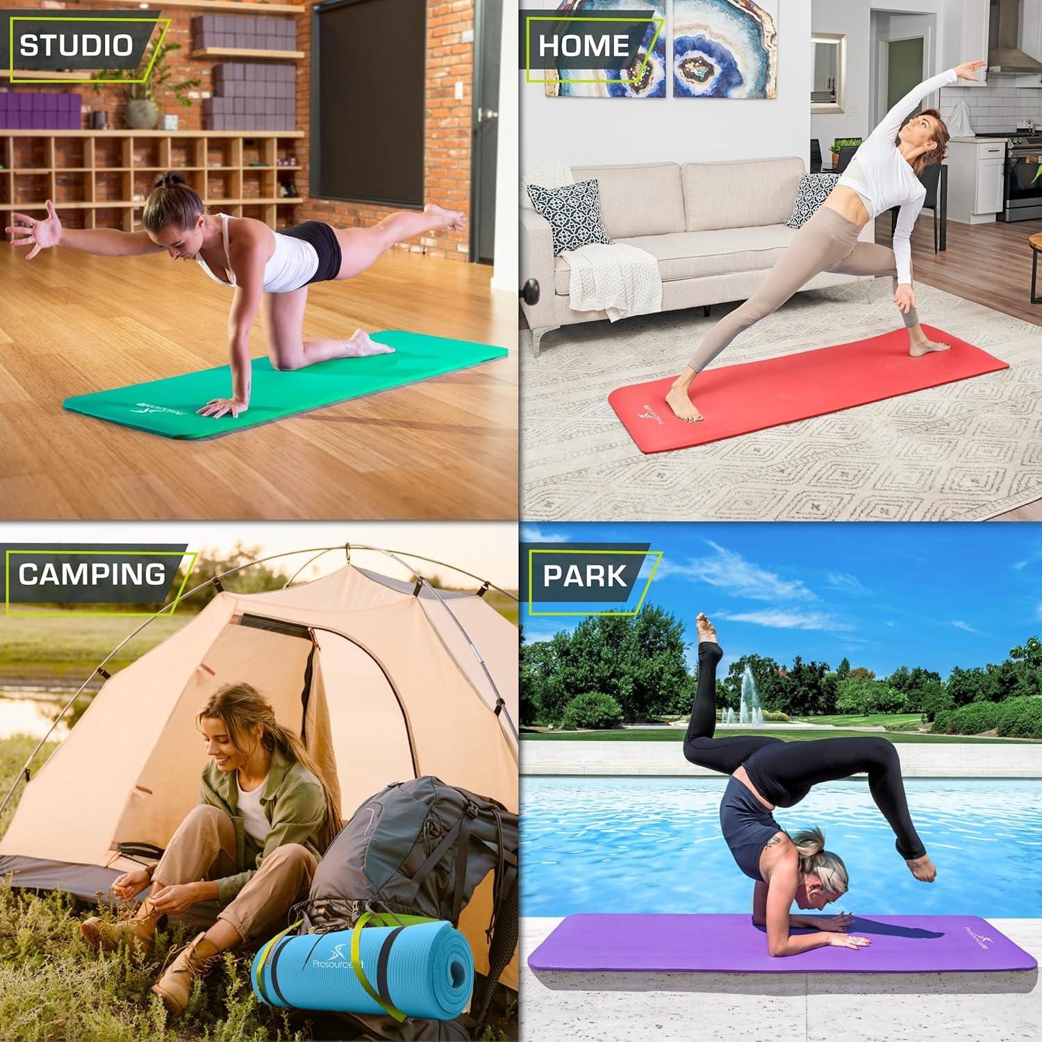 image:imageProsourceFit Extra Thick Yoga and Pilates Mat 13mm or 1 25mm 71inch Long High Density Exercise Mat with Comfort Foam and Carrying StrapAqua