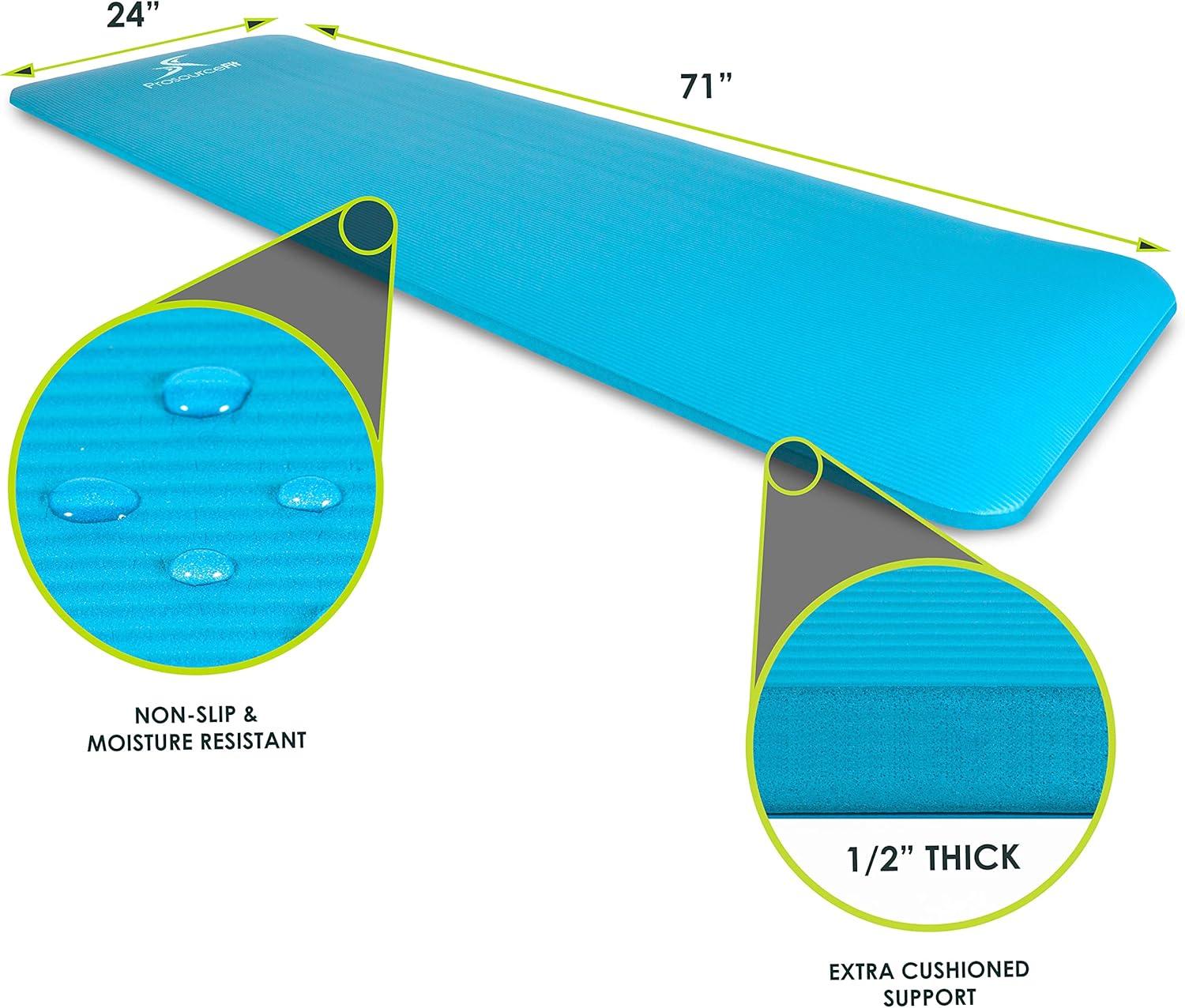 image:imageProsourceFit Extra Thick Yoga and Pilates Mat 13mm or 1 25mm 71inch Long High Density Exercise Mat with Comfort Foam and Carrying StrapAqua