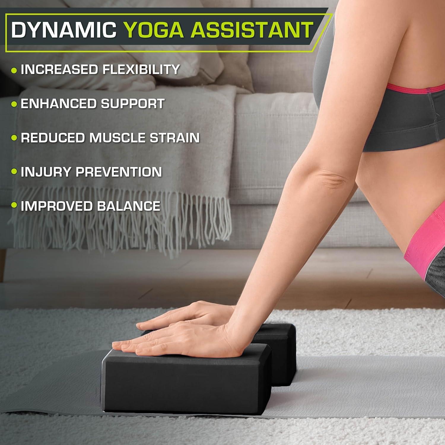 image:imageProsourceFit Foam Yoga Blocks Set of 2 High Density EVA Yoga Bricks Sturdy Yoga Prop Large Size 4x 6 x 9Black