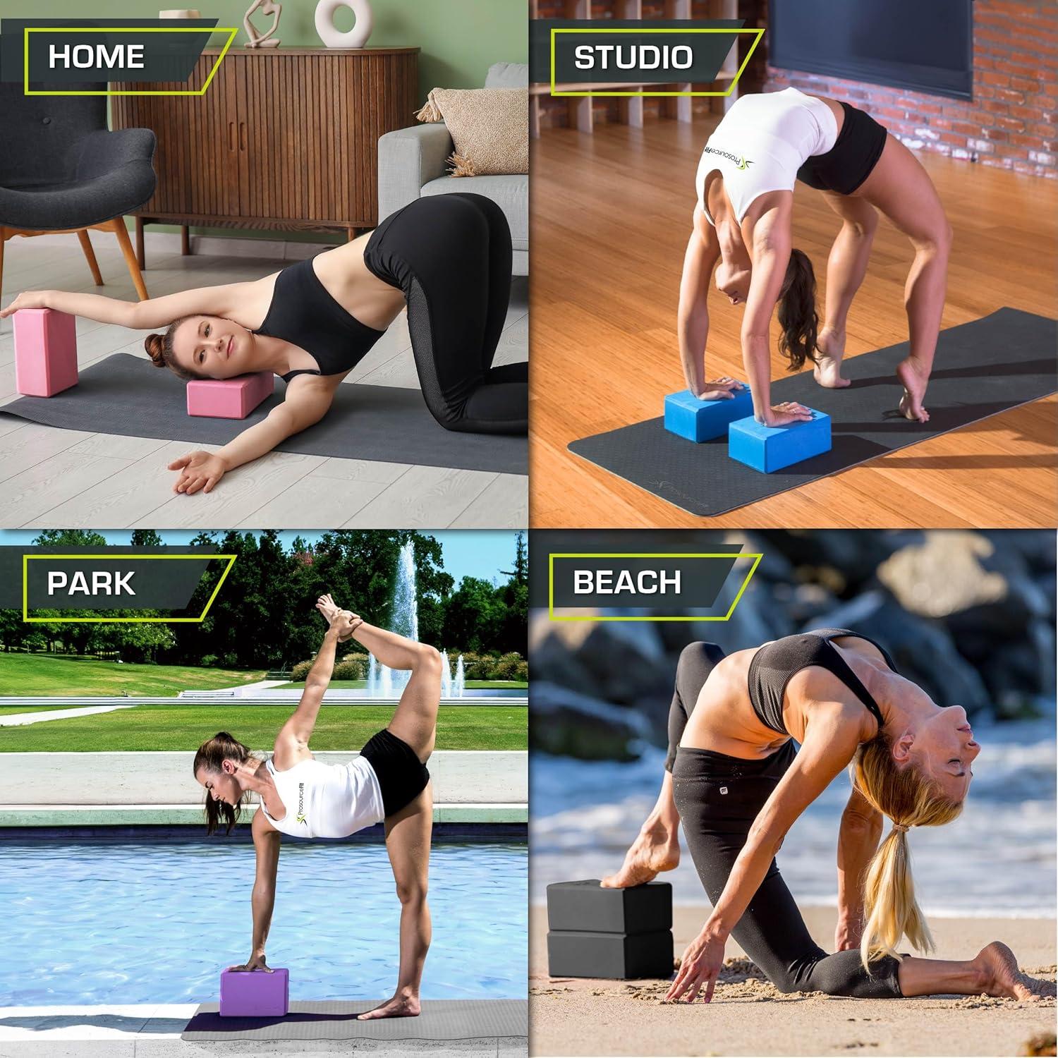 image:imageProsourceFit Foam Yoga Blocks Set of 2 High Density EVA Yoga Bricks Sturdy Yoga Prop Large Size 4x 6 x 9Purple