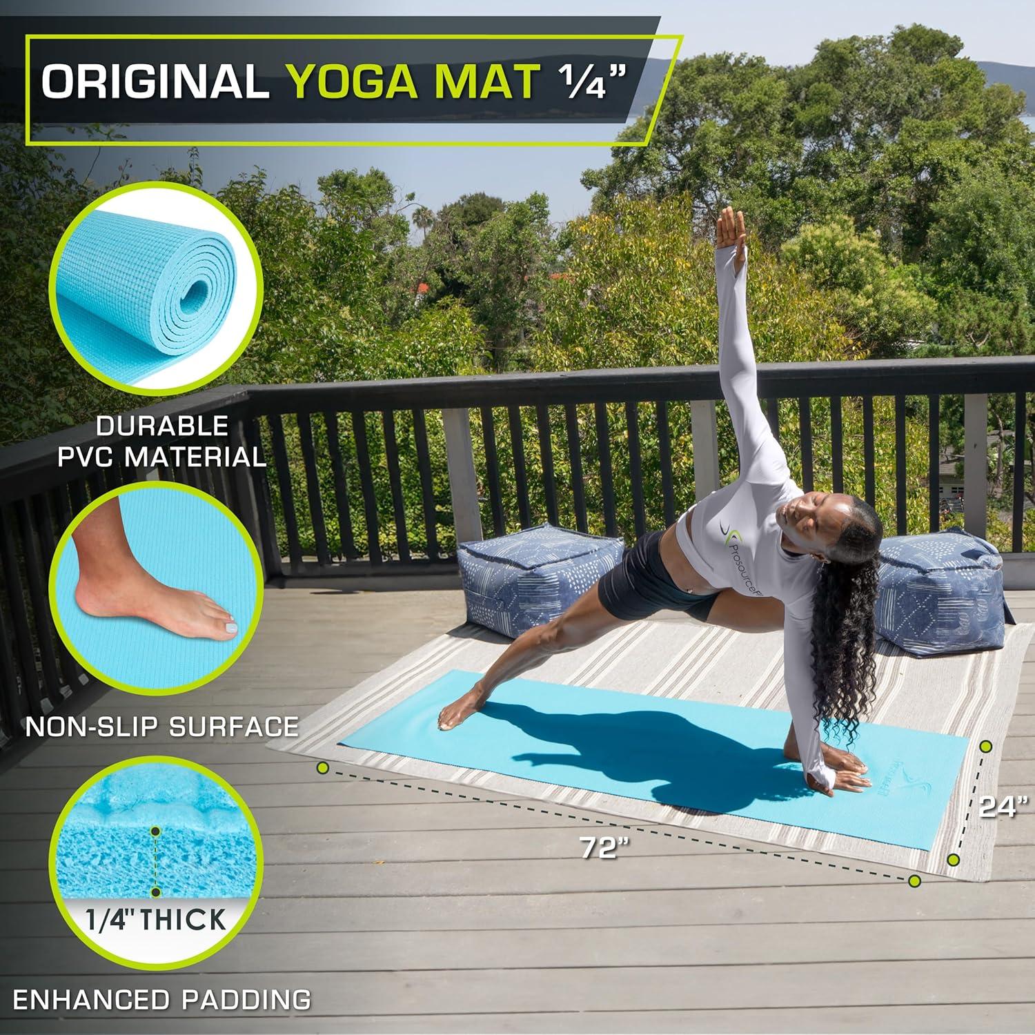 image:imageProsourceFit Original Yoga Exercise Mat 6mm Thick for Comfort and Stability with Carrying Straps Non Slip Multiple ColorsAqua