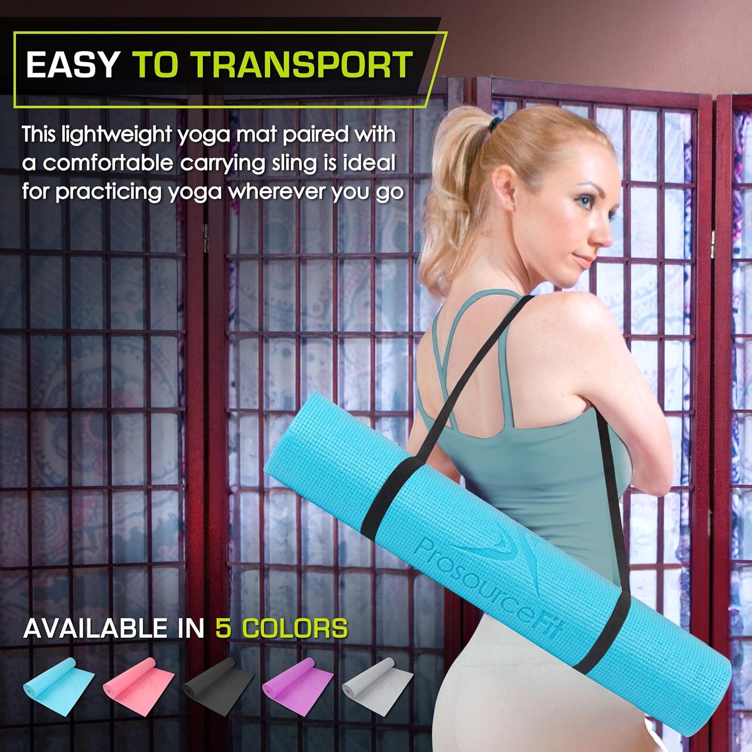 image:imageProsourceFit Original Yoga Exercise Mat 6mm Thick for Comfort and Stability with Carrying Straps Non Slip Multiple ColorsAqua