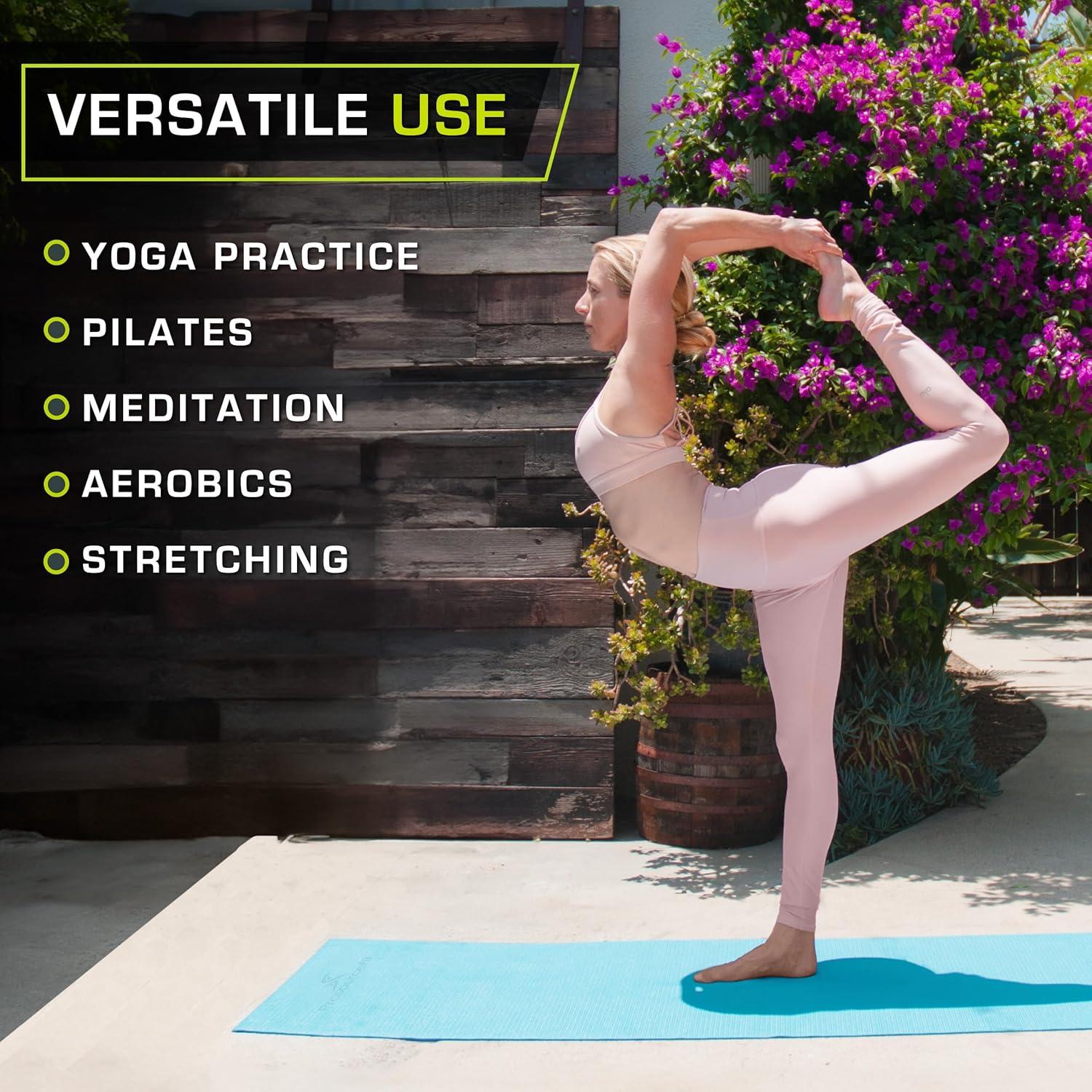 image:imageProsourceFit Original Yoga Exercise Mat 6mm Thick for Comfort and Stability with Carrying Straps Non Slip Multiple ColorsAqua