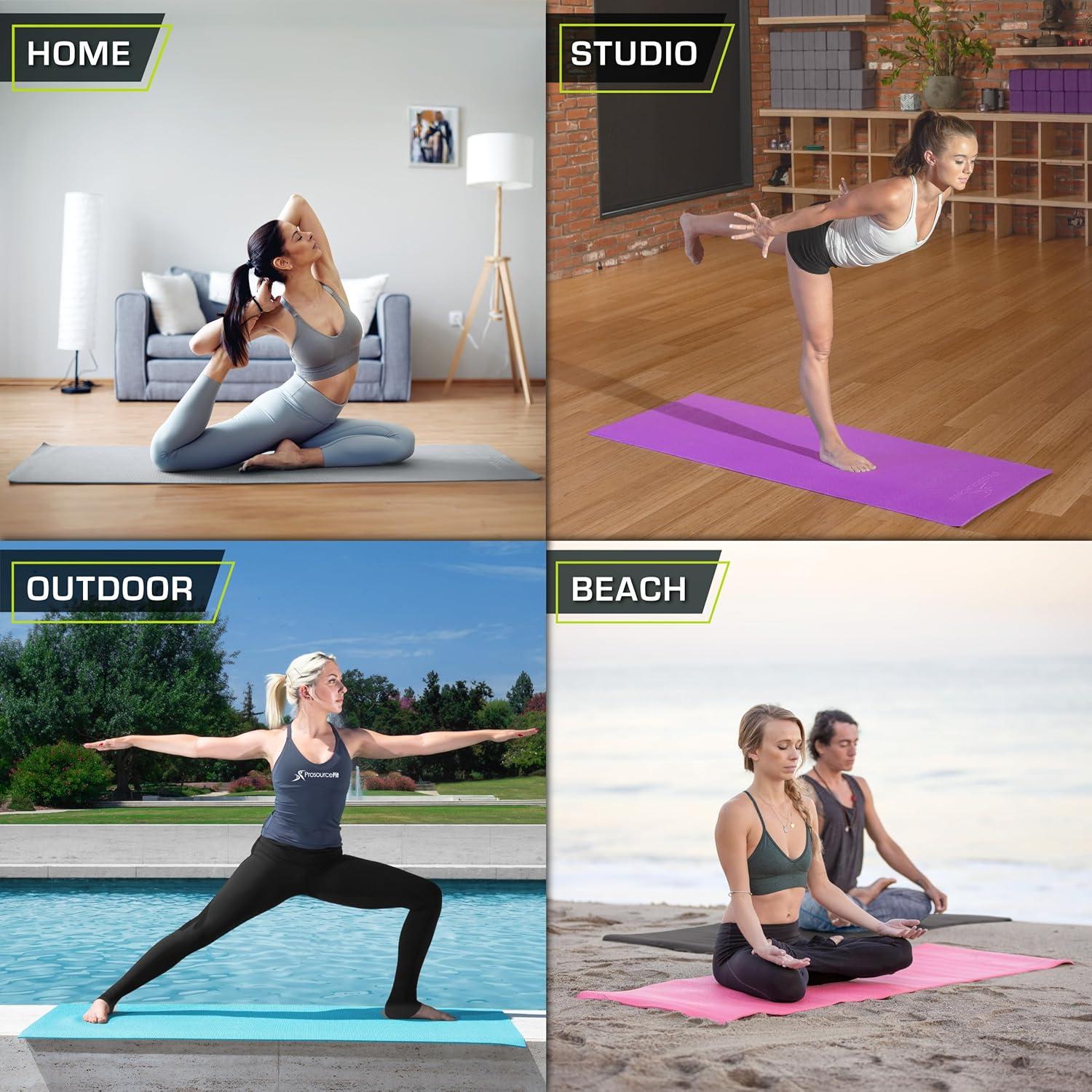 image:imageProsourceFit Original Yoga Exercise Mat 6mm Thick for Comfort and Stability with Carrying Straps Non Slip Multiple ColorsAqua