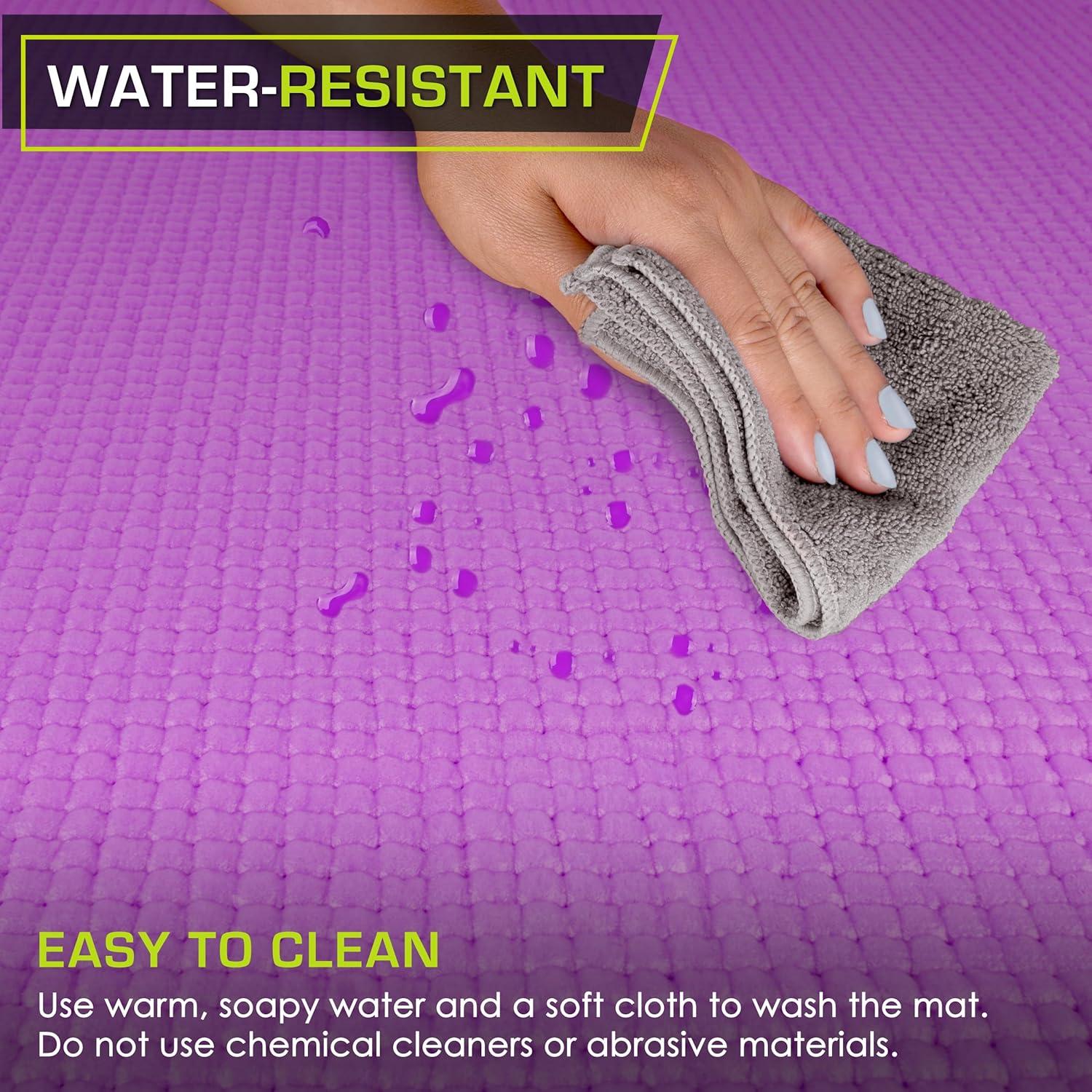 image:imageProsourceFit Original Yoga Exercise Mat  6mm Thick for Comfort and Stability with Carrying Straps Non Slip Multiple ColorsPurple