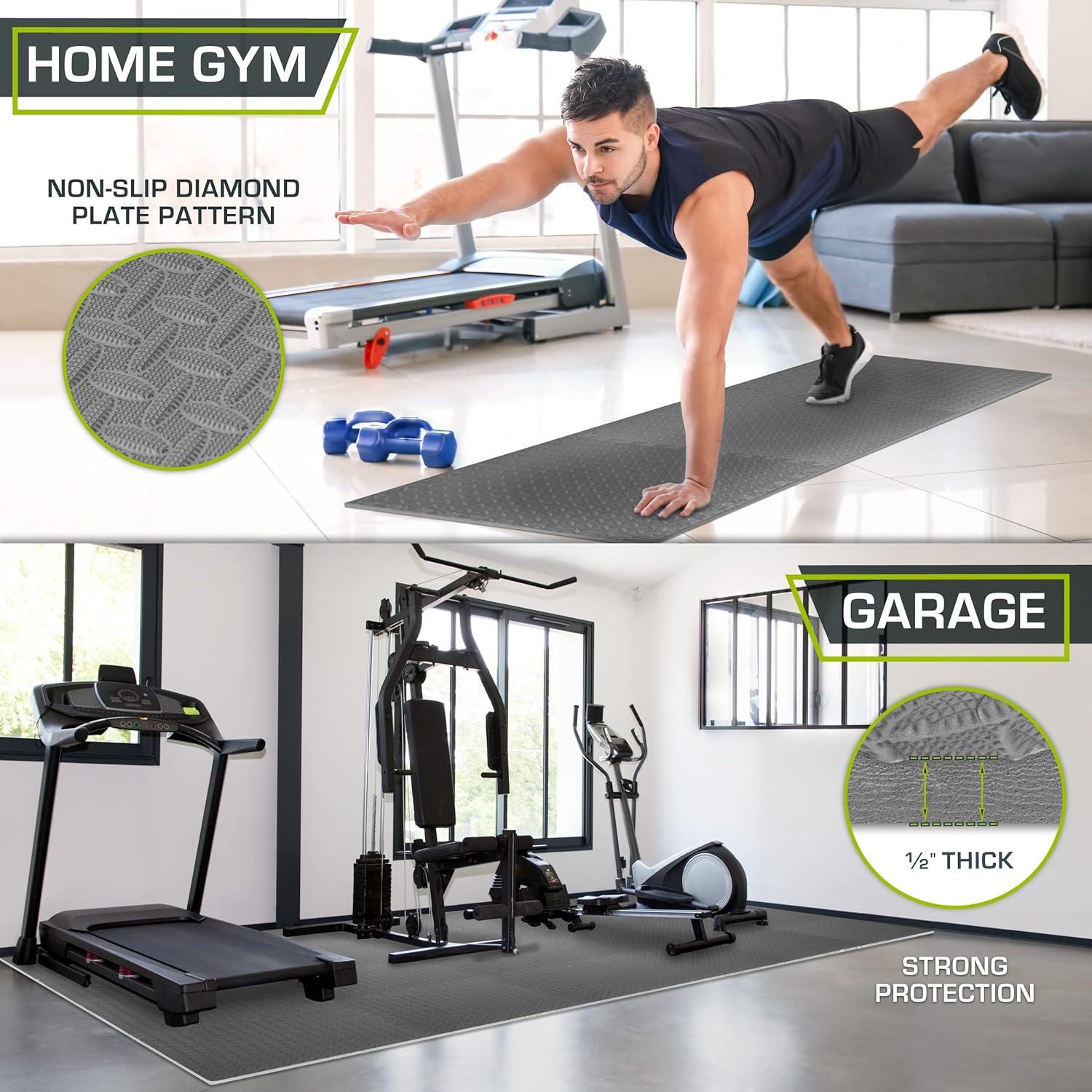 image:imageProsourceFit Puzzle Exercise Mat in EVA Interlocking Foam Floor Tiles for Home Gym Mat for Home Workout Equipment Floor Padding for Kids Grey 24 in x 24 in x in 24 Sq Ft 6 TilesGrey