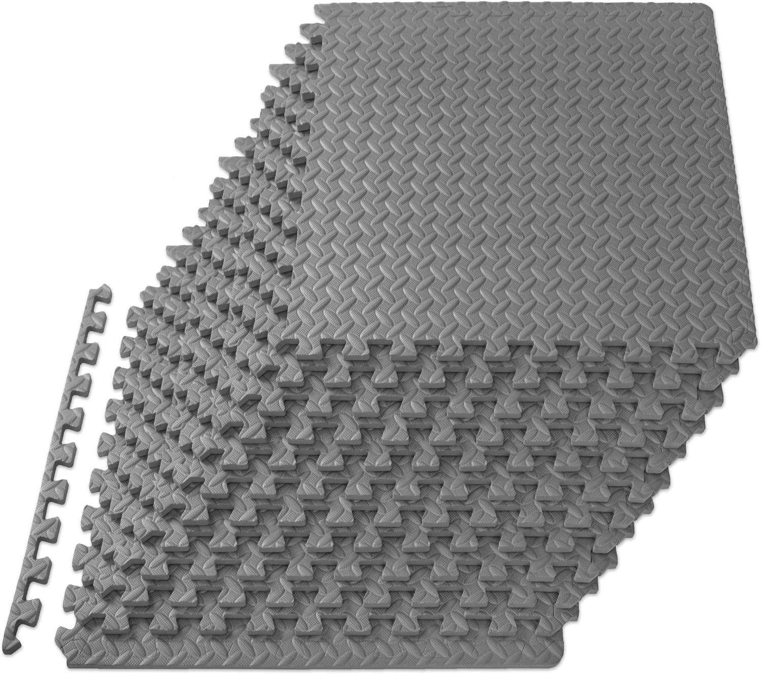 image:imageProsourceFit Puzzle Exercise Mat in EVA Interlocking Foam Floor Tiles for Home Gym Mat for Home Workout Equipment Floor Padding for Kids Grey 24 in x 24 in x in 24 Sq Ft 6 TilesGrey