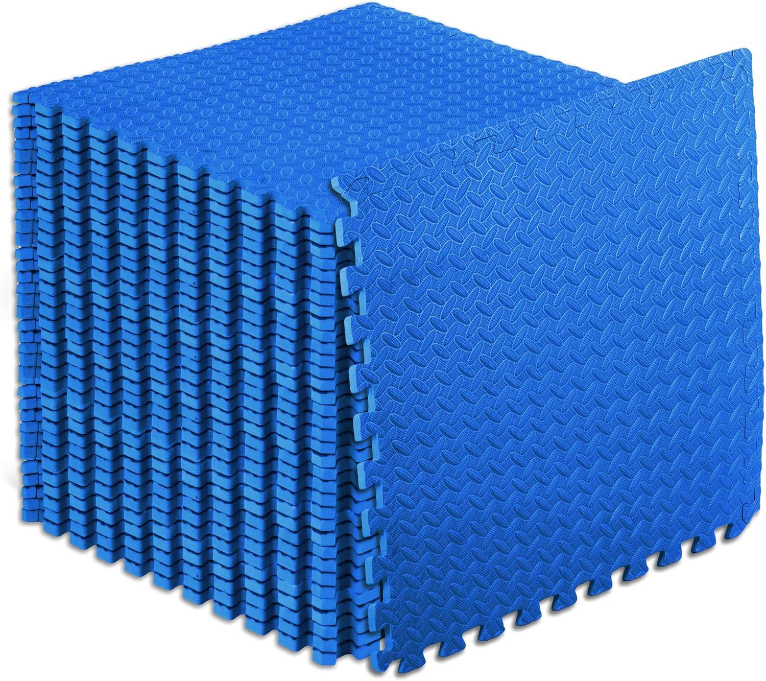 image:imageProsourceFit Puzzle Exercise Mat in EVA Interlocking Foam Floor Tiles for Home Gym Mat for Home Workout Equipment Floor Padding for Kids Grey 24 in x 24 in x in 24 Sq Ft 6 TilesBlue