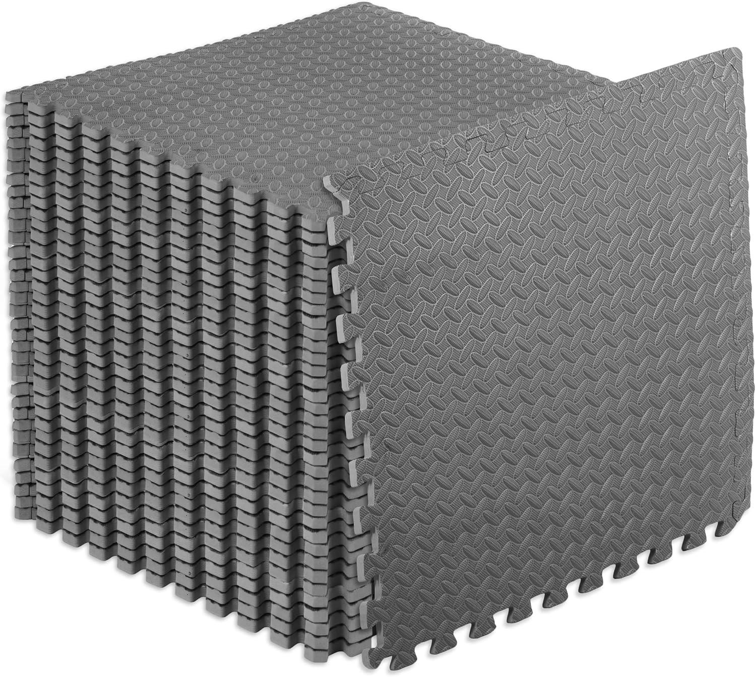 image:imageProsourceFit Puzzle Exercise Mat in EVA Interlocking Foam Floor Tiles for Home Gym Mat for Home Workout Equipment Floor Padding for Kids Grey 24 in x 24 in x in 24 Sq Ft 6 TilesGrey