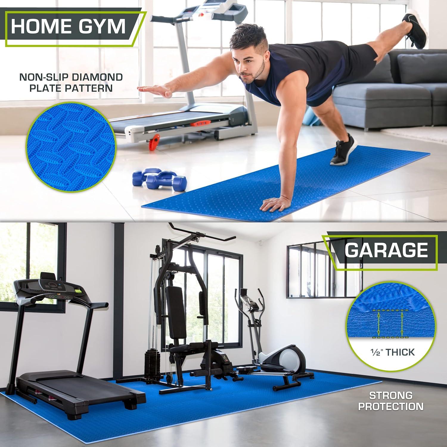 image:imageProsourceFit Puzzle Exercise Mat in EVA Interlocking Foam Floor Tiles for Home Gym Mat for Home Workout Equipment Floor Padding for Kids Grey 24 in x 24 in x in 24 Sq Ft 6 TilesBlue