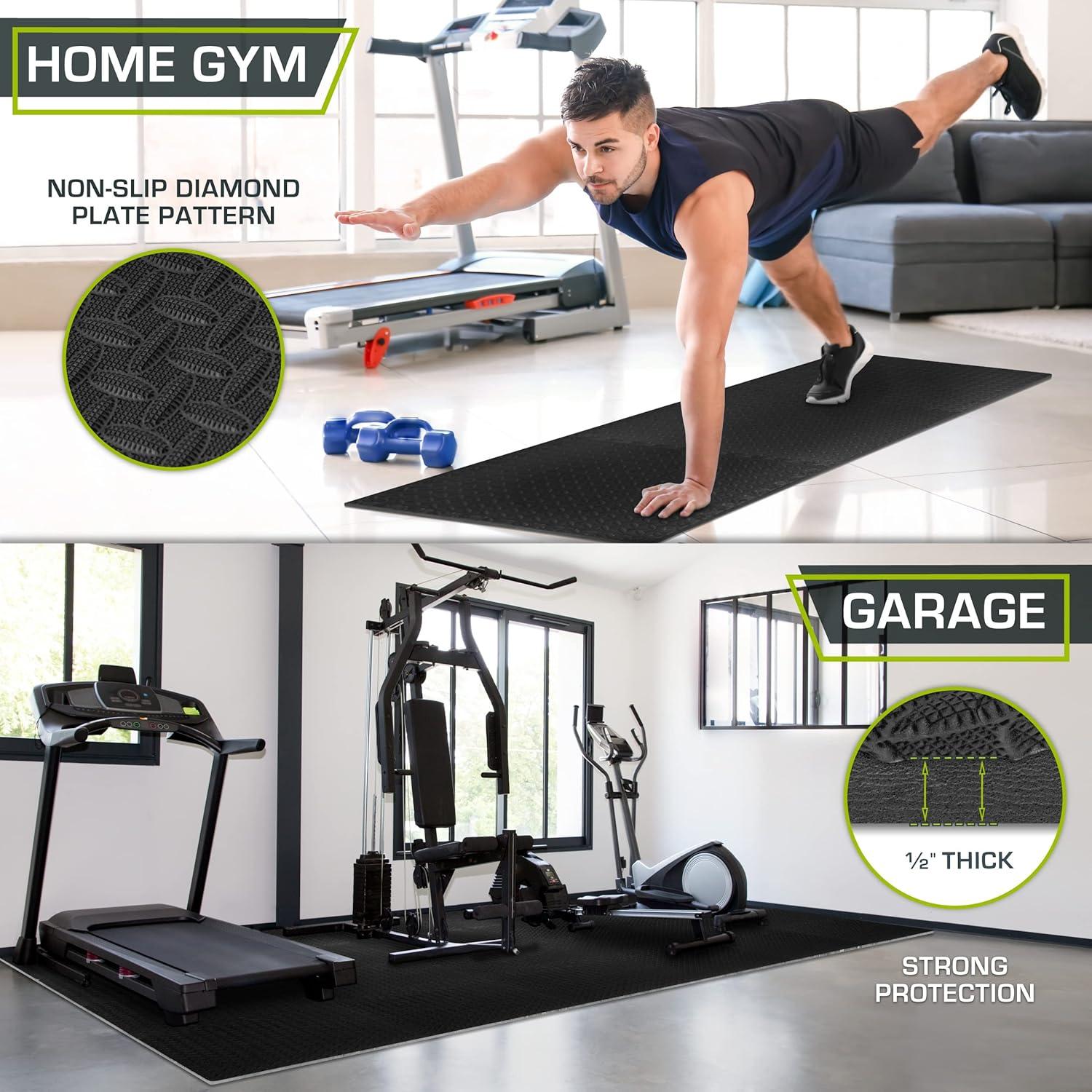 image:imageProsourceFit Puzzle Exercise Mat in EVA Interlocking Foam Floor Tiles for Home Gym Mat for Home Workout Equipment Floor Padding for Kids Grey 24 in x 24 in x in 24 Sq Ft 6 TilesBlack