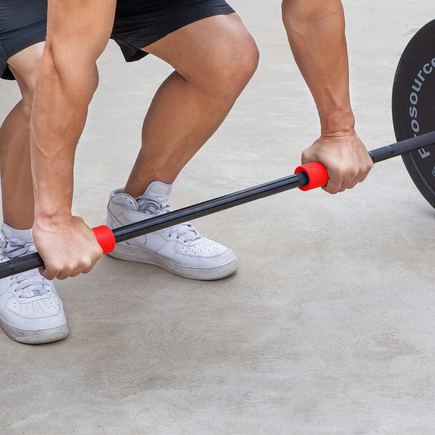 image:imageProsourceFit Thick Grips for Dumbbell and Barbell 19in Axle Bar Adapter for Weightlifting and Strength Training BlueRed
