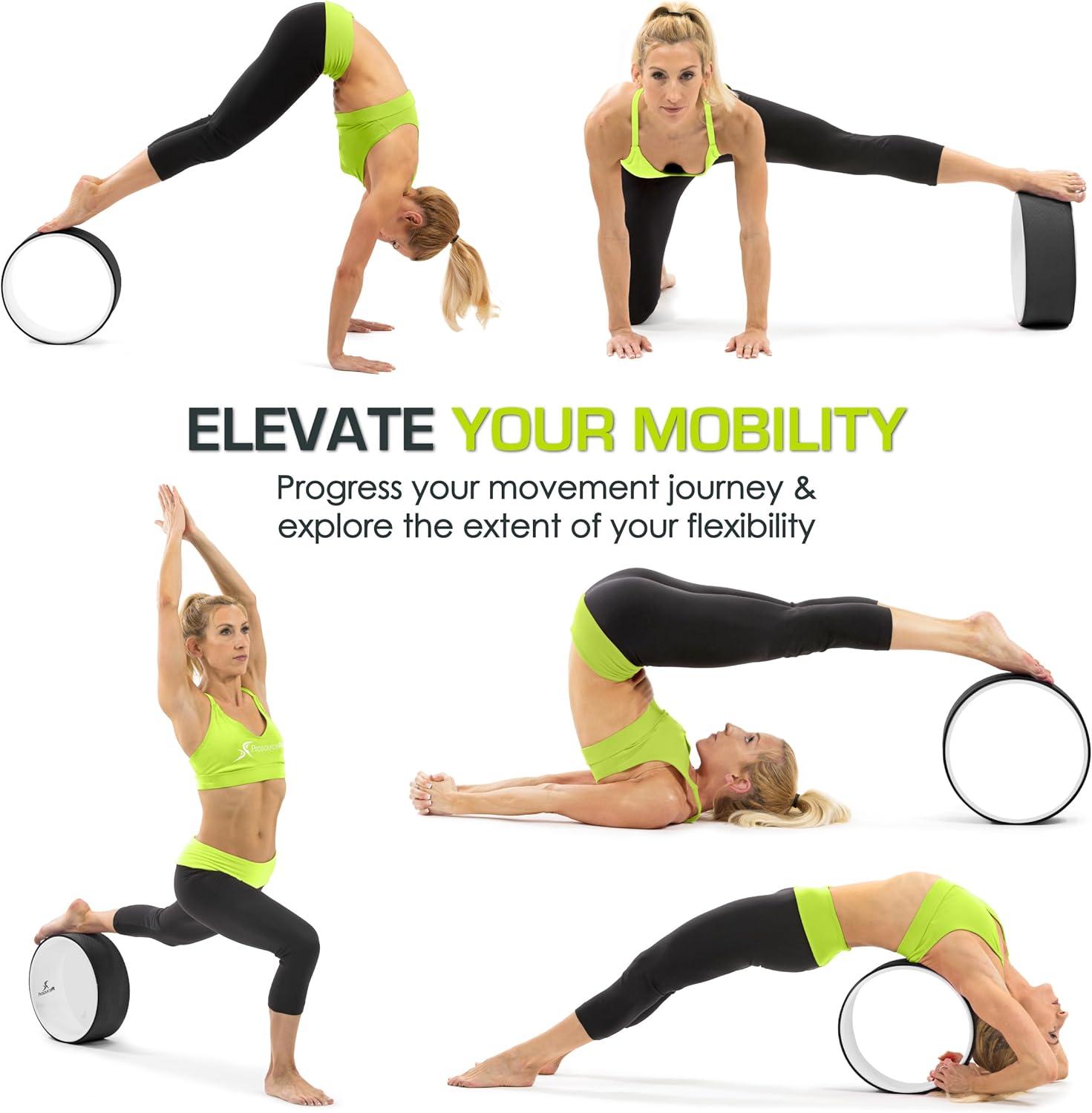 image:imageProsourceFit Yoga Wheel Prop 12 for Improving Yoga Poses Backbends Flexibility Balance Stretching RelaxationBlackWhite