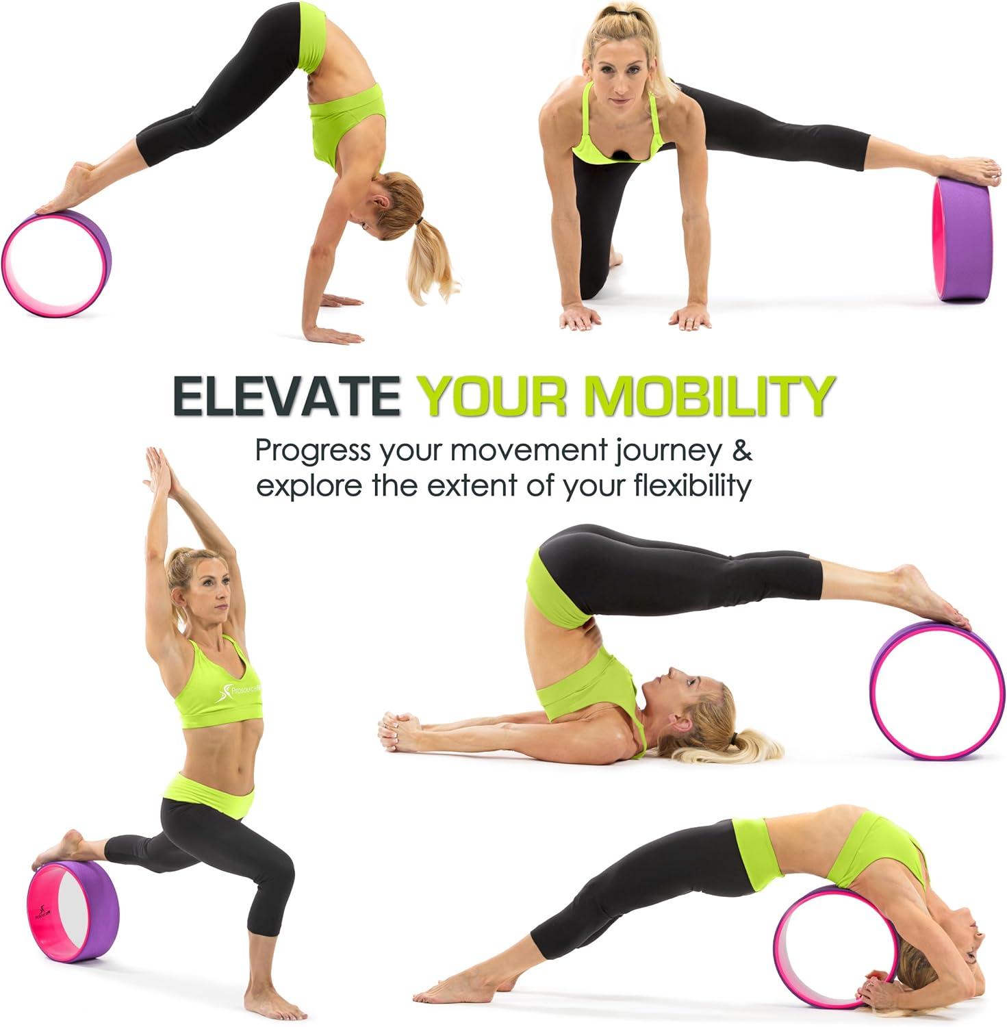 image:imageProsourceFit Yoga Wheel Prop 12 for Improving Yoga Poses Backbends Flexibility Balance Stretching RelaxationPurplePink