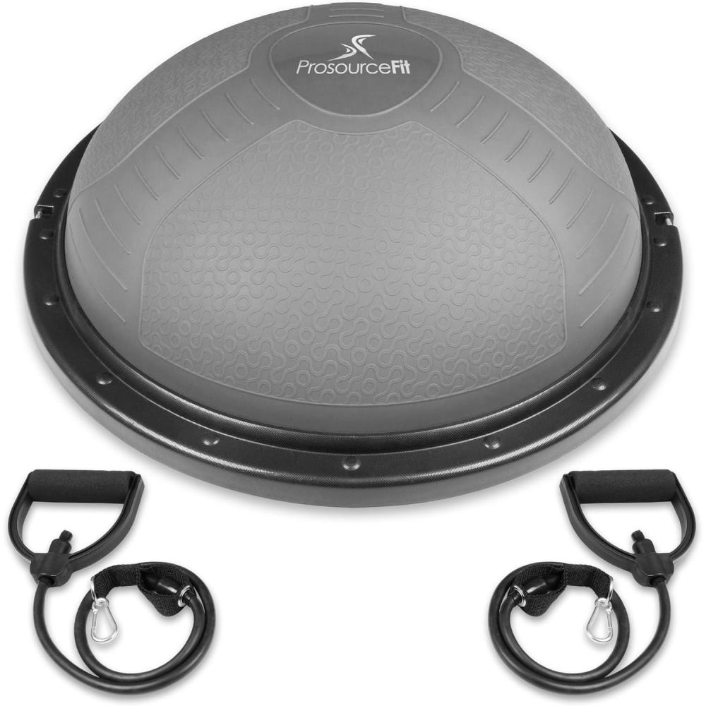 image:imageProsourceFit Balance Trainer Stability Exercise Half Ball with Resistance Bands and Pump for Yoga Aerobics Home Gym WorkoutGrey