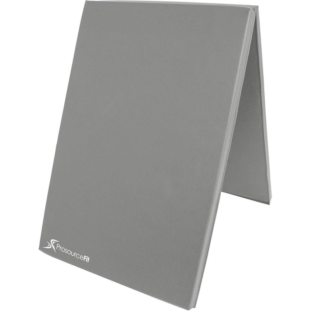 image:imageProsourceFit BiFold Folding Thick Exercise Mat 6x2 with Carrying Handles for MMA Gymnastics Core WorkoutsGrey