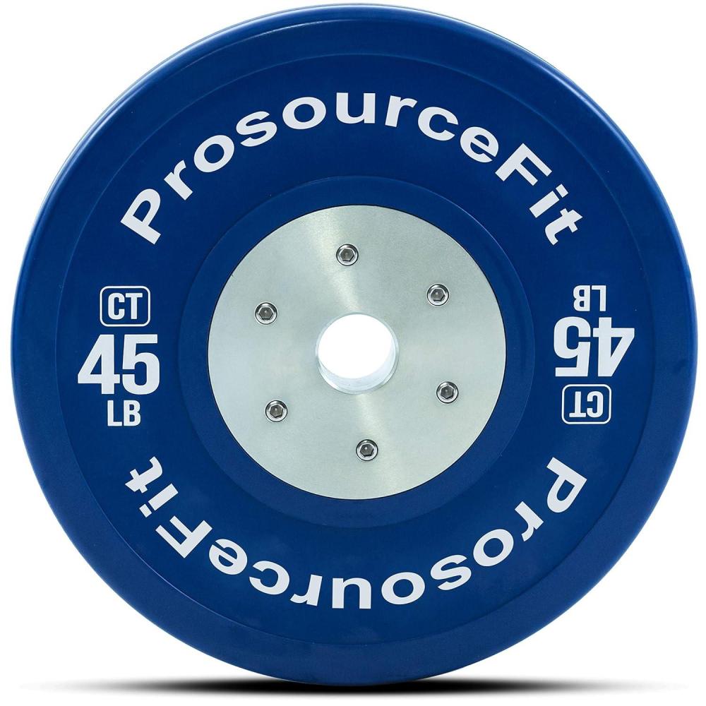 image:imageProsourceFit Competition Color Training Bumper Plates Rubber with Steel Insert 45lb Calibrated for Strength Exercise and Cross Conditioning Power Lifting Weighted Workouts