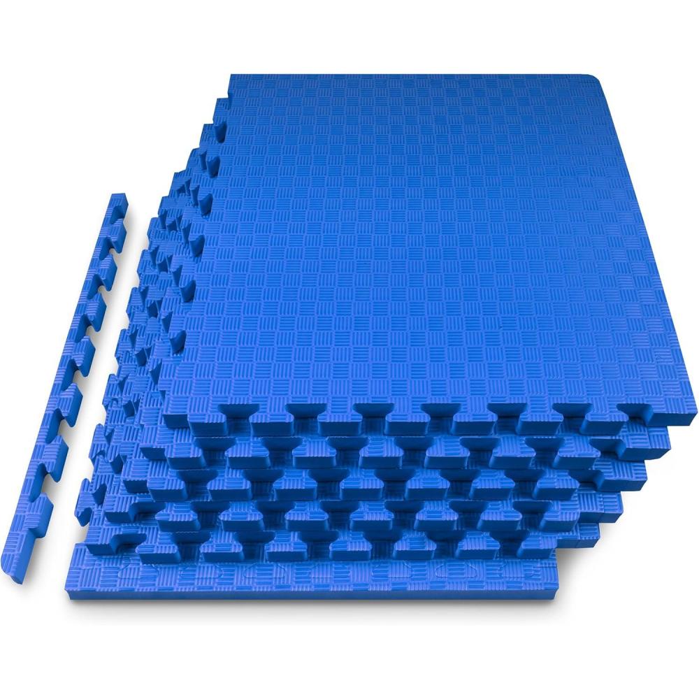 image:imageProsourceFit Exercise Puzzle Mat in Checkered EVA Foam Floor Tiles wNonSlip Texture Gym Mat wInterlocking Foam Tiles for Adjustable Surface Shock Absorbing Waterproof Gym Flooring RedBlue 1 Inch 6 Tiles 24 Sq Ft