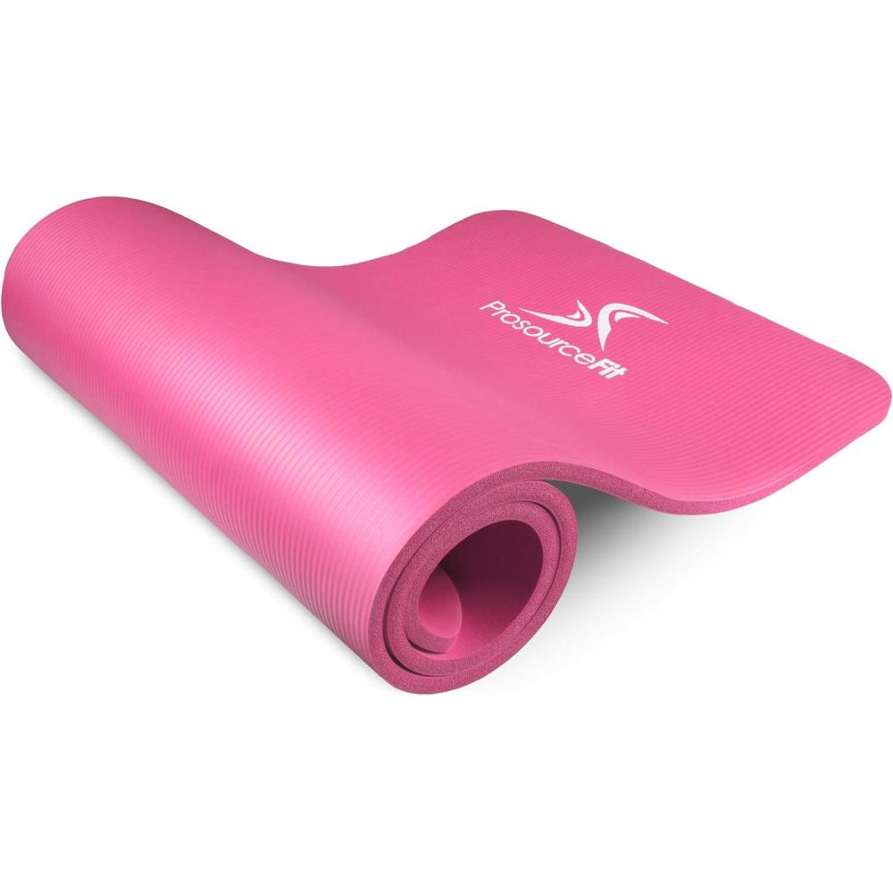 image:imageProsourceFit Extra Thick Yoga and Pilates Mat  13mm or 1 25mm 71inch Long High Density Exercise Mat with Comfort Foam and Carrying StrapPink