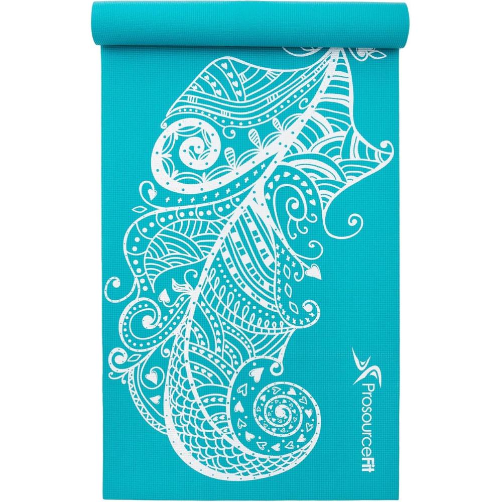 image:imageProsourceFit Mandala Yoga Mat 316 5mm Thick Workout Surface with Exclusive Printed Designs for Stylish Comfort Stability and Balance NonSlip Option for Yoga and PilatesFeather Turquoise