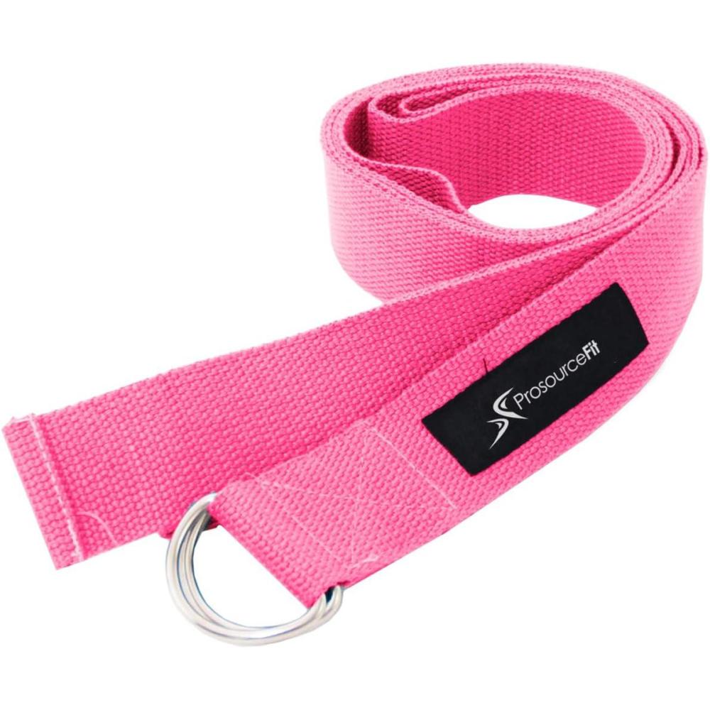 image:imageProsourceFit Metal DRing Yoga Strap 8 Durable Cotton for Stretching and FlexibilityPink