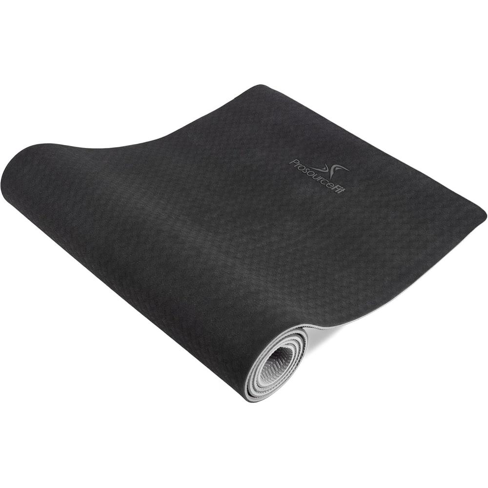 image:imageProsourceFit Natura TPE Yoga Mat 14 6mm Thick 72 Long Reversible with HighDensity Cushion amp Nonslip Texture Ecoconscious amp HygienicBlackGrey