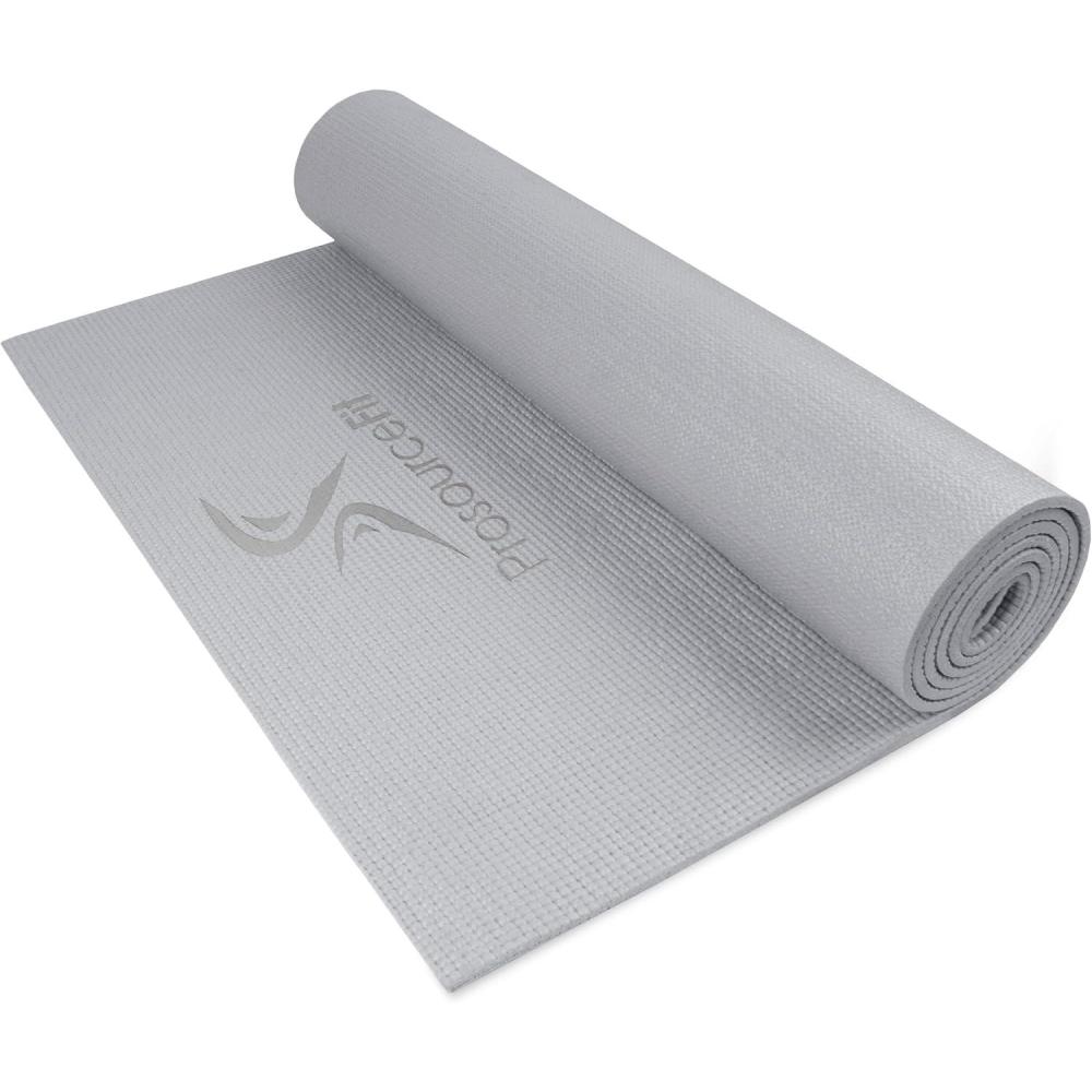 image:imageProsourceFit Original Yoga Exercise Mat 6mm Thick for Comfort and Stability with Carrying Straps Non Slip Multiple ColorsGrey