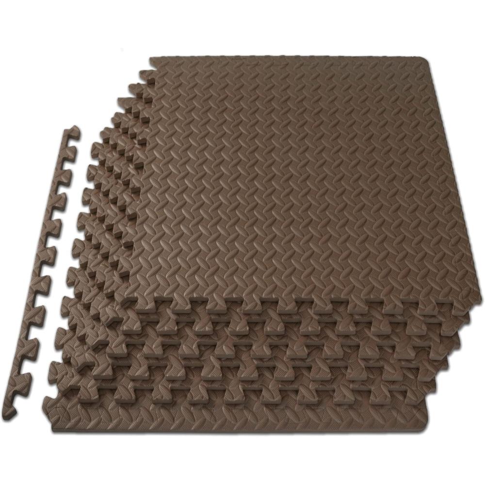 image:imageProsourceFit Puzzle Exercise Mat in EVA Interlocking Foam Floor Tiles for Home Gym Mat for Home Workout Equipment Floor Padding for Kids Grey 24 in x 24 in x in 24 Sq Ft 6 TilesBrown