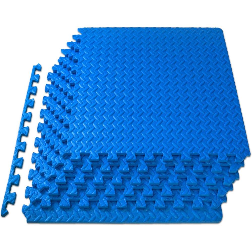 image:imageProsourceFit Puzzle Exercise Mat in EVA Interlocking Foam Floor Tiles for Home Gym Mat for Home Workout Equipment Floor Padding for Kids Grey 24 in x 24 in x in 24 Sq Ft 6 TilesBlue