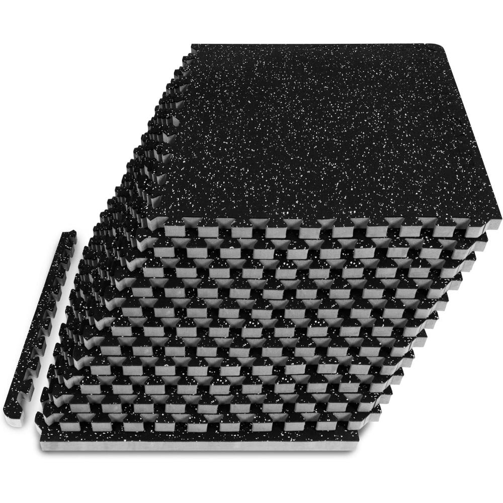 image:imageProsourceFit Rubber Top Exercise Puzzle Mat inch or inch EVA Foam Interlocking Tiles for Home Gym Protective Flooring for Equipment and Workouts Available in 24 SQ FT or 48 SQ FTGrey 34 Inch 48 Sq Ft 12 Tiles