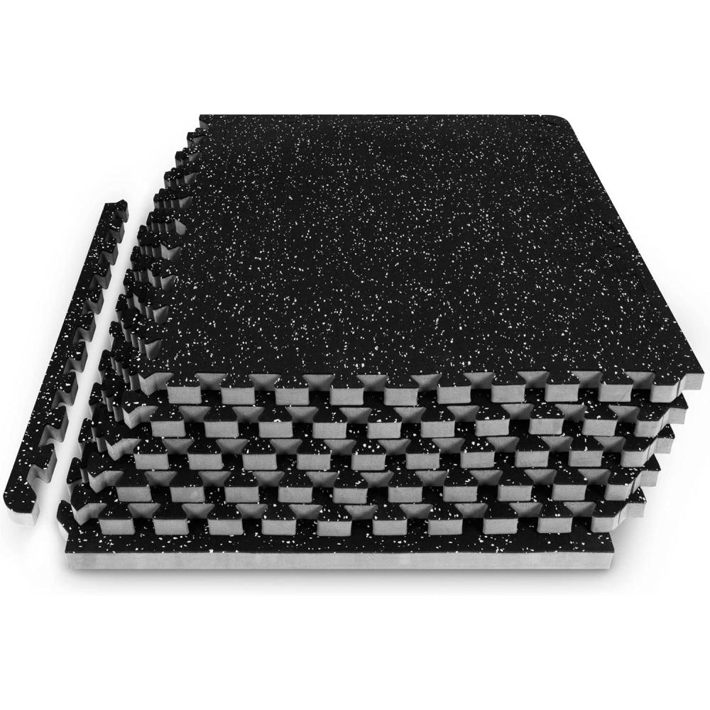 image:imageProsourceFit Rubber Top Exercise Puzzle Mat inch or inch EVA Foam Interlocking Tiles for Home Gym Protective Flooring for Equipment and Workouts Available in 24 SQ FT or 48 SQ FTGrey 34 Inch 24 Sq Ft 6 Tiles