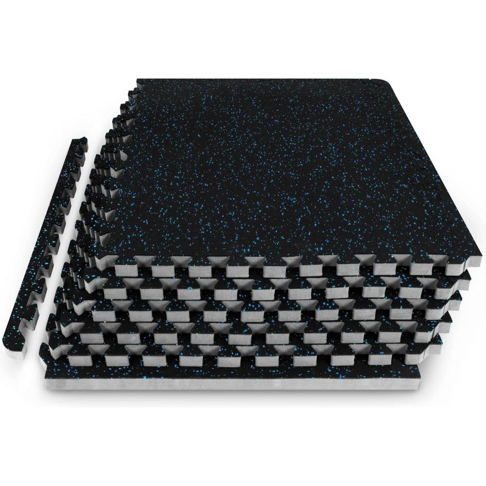 image:imageProsourceFit Rubber Top Exercise Puzzle Mat inch or inch EVA Foam Interlocking Tiles for Home Gym Protective Flooring for Equipment and Workouts Available in 24 SQ FT or 48 SQ FTBlue  34 Inch  24 Sq Ft  6 Tiles