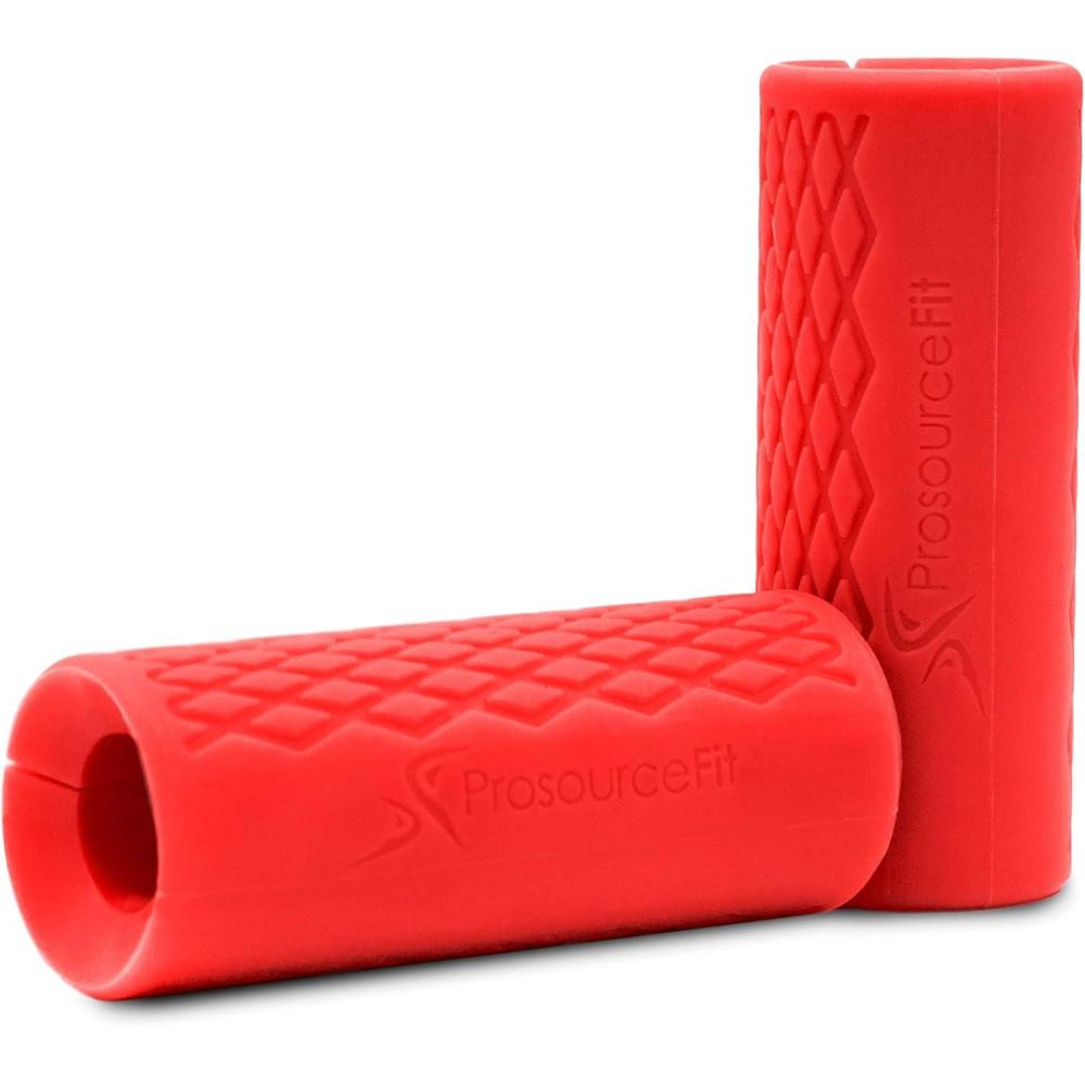 image:imageProsourceFit Thick Grips for Dumbbell and Barbell 19in Axle Bar Adapter for Weightlifting and Strength Training BlueRed
