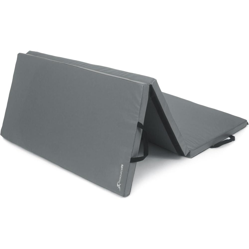 image:imageProsourceFit TriFold Folding Thick Exercise Mat 6x4 with Carrying Handles for Tumbling Martial Arts Gymnastics Stretching Core WorkoutsGrey