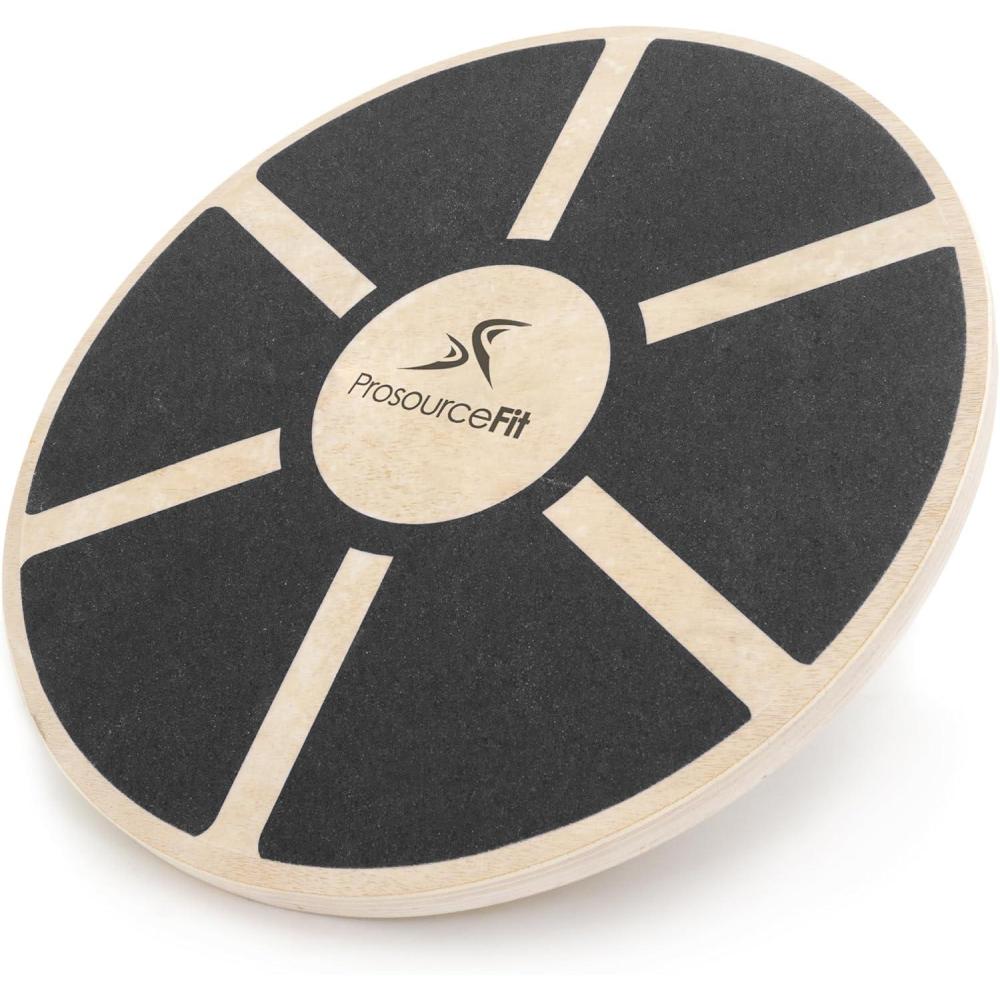 image:imageProsourceFit Wooden Balance Board NonSlip Wobble Core Trainer 1575in 395cm Diameter with 360 Rotation for Stability Training Full Body Exercises Physical TherapyBlack