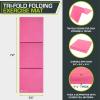ProSource Tri-Fold Folding Thick Exercise Mat 6’x2’ with Carrying Handles for MMA, Gymnastics, Stretching, Core Workouts(Pink)