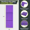 ProSource Tri-Fold Folding Thick Exercise Mat 6’x2’ with Carrying Handles for MMA, Gymnastics, Stretching, Core Workouts(Purple)