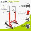 ProsourceFit Dip Stand Station, Heavy Duty Ultimate Body Press Bar with Safety Connector for Tricep Dips(Red)