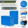 ProsourceFit Foam Yoga Blocks Set of 2, High Density EVA Yoga Bricks, Sturdy Yoga Prop Large Size 4x 6 x 9(Blue)