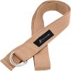 ProsourceFit Metal D-Ring Yoga Strap 8’ Durable Cotton for Stretching and Flexibility(Beige)