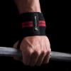 ProsourceFit Pair of Barbell Weight Lifting Wrist Wraps Support with Thumb Loop, Red(Red)